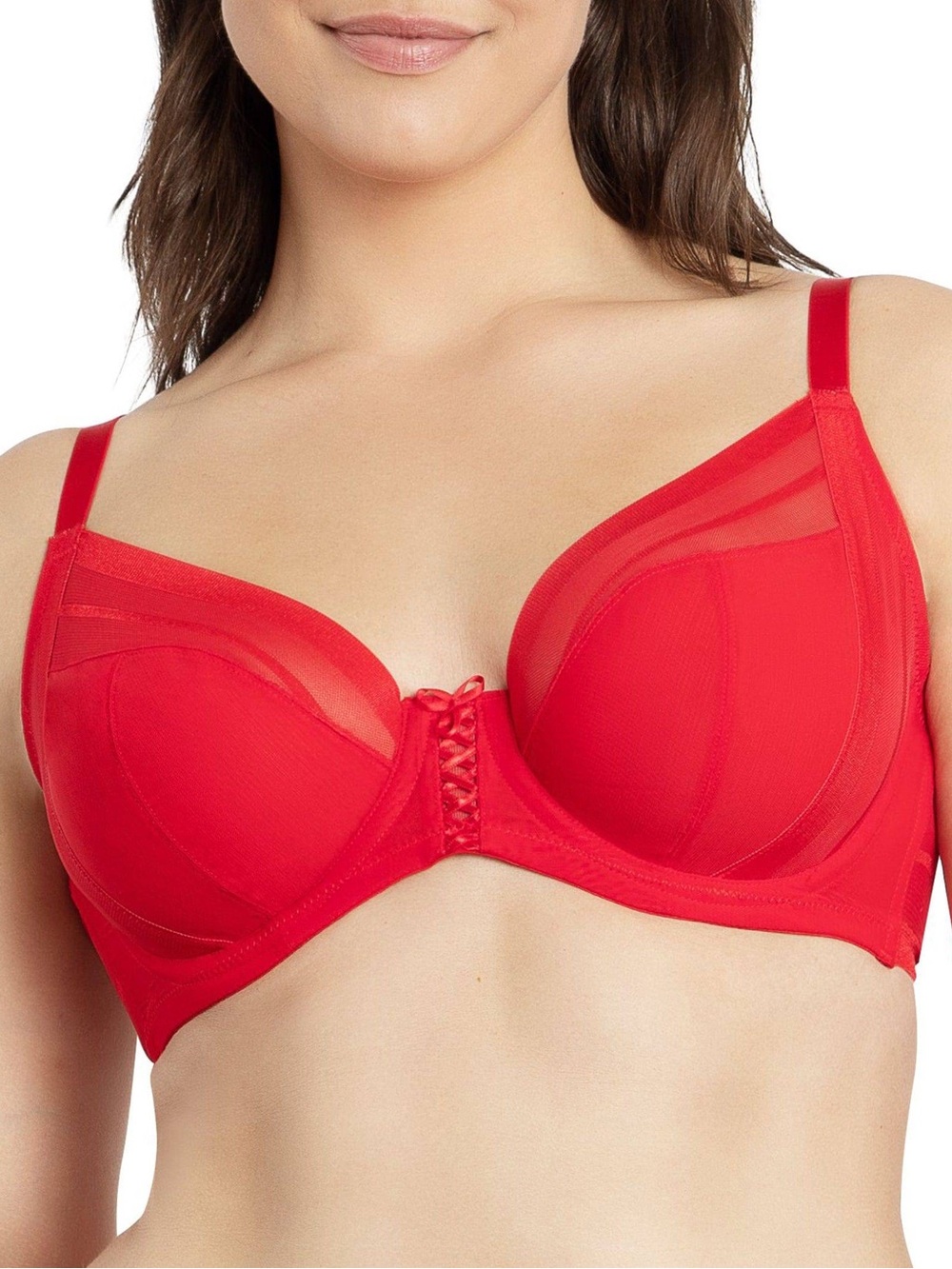Parfait Shea Full Bust Unlined Plunge Bra Size 30G Red NWT P6062 Mesh Smooth Bra